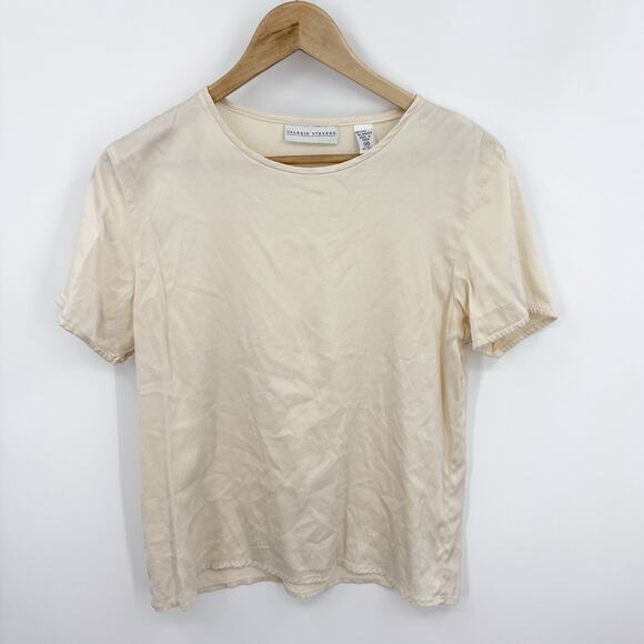 Vintage 90s Silk Top Medium Champagne Minimalist Capsule Luxury Parisian Satin - Picture 1 of 7